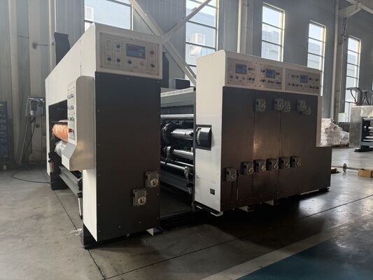 Automatische Flexo-Druckmaschine mit Blei-Kante-Zuführung, Wellkarton, Geschwindigkeit 100-130 m/min, für Präzisionsdruck und Schlitten