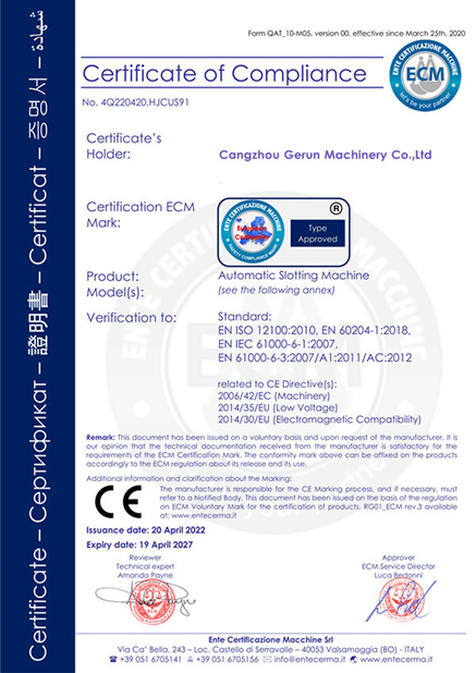 China Cangzhou Gerun Machinery Co.,Ltd zertifizierungen
