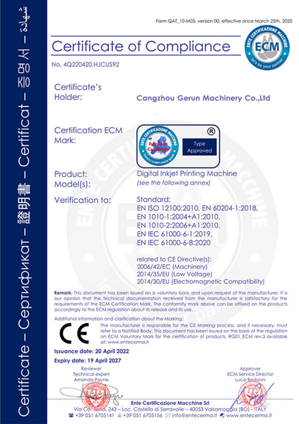 China Cangzhou Gerun Machinery Co.,Ltd zertifizierungen
